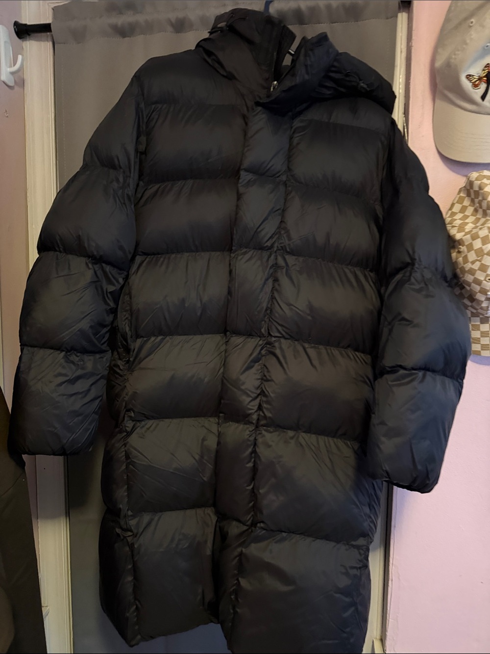 HALARA Black Long Puffer Coat with Hood